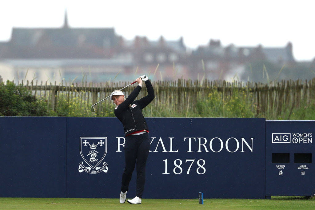 Charley Hull practices at Royal Troon